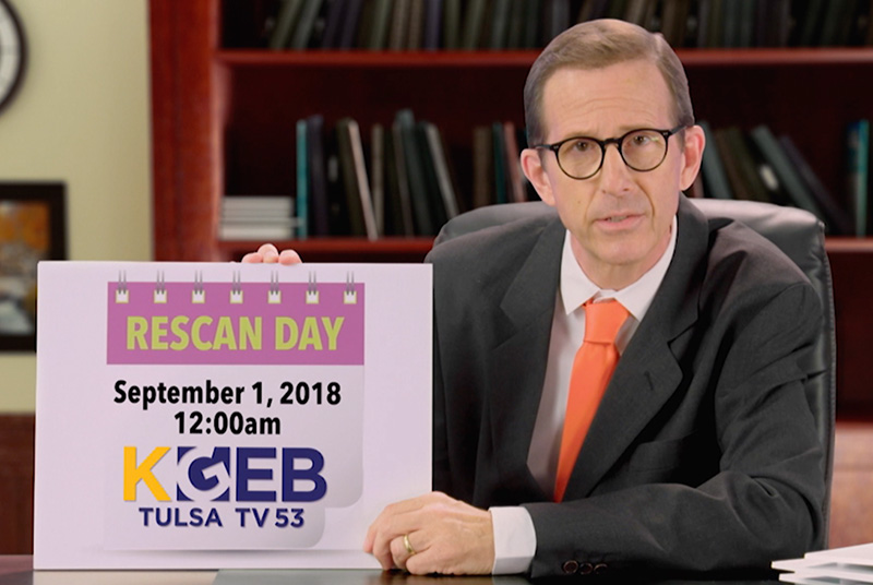 Rescan Day September 1, 2018 at 12:00 am for KGEB TV 53 Tulsa